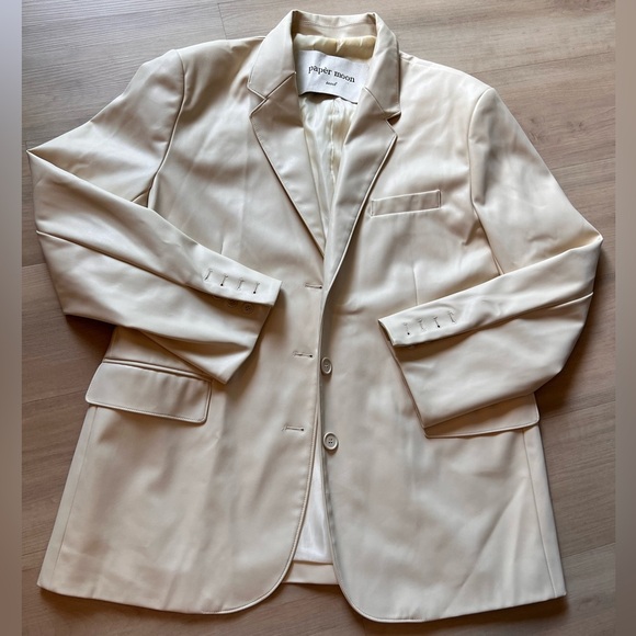 The Frankie Shop Jackets & Blazers - Papér Moon for Frankie Shop Cream Oversized Leather Blazer